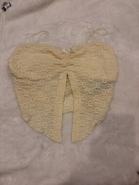 SHEIN Cream Crochet Strapless Crop Top